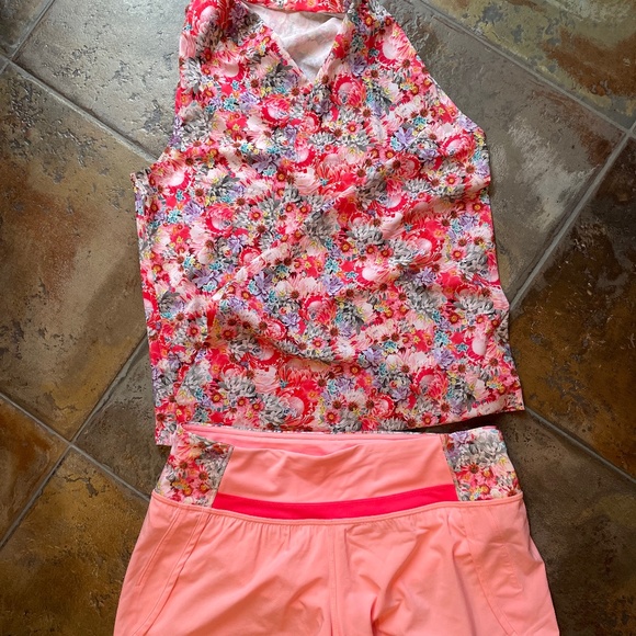 LULULEMON FLOWABUNGA TOP + SHORT SET SZ 6 [SUPER RARE] - Picture 1 of 5